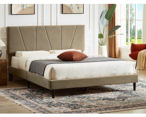 Кровать SAVANA Velvet Signal 160x200 Беж реальная фотография