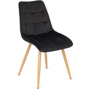 Стілець оксамитовий MEBEL ELITE RODRI Velvet Чорний / Натуральний жива фотографія