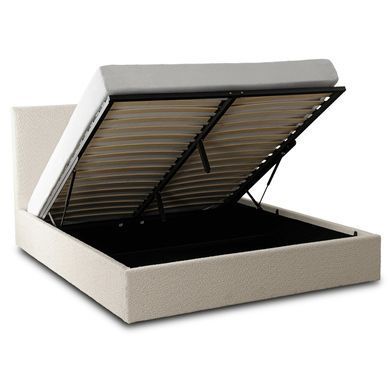 Кровать двуспальная MEBEL ELITE MARSYLIA 160x200 см Кремовая Букле реальная фотография