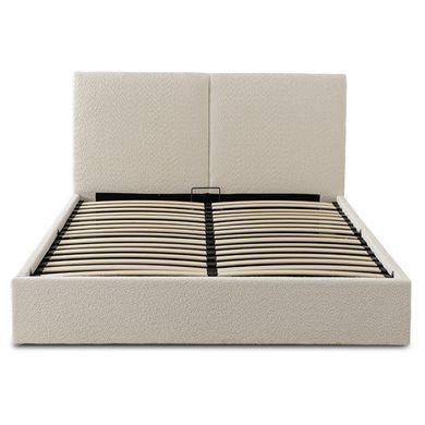 Кровать двуспальная MEBEL ELITE MARSYLIA 160x200 см Кремовая Букле реальная фотография