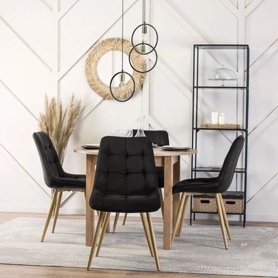 Стул бархатный MEBEL ELITE RODRI Velvet Черный / Натуральный реальная фотография