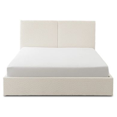 Кровать двуспальная MEBEL ELITE MARSYLIA 160x200 см Кремовая Букле реальная фотография