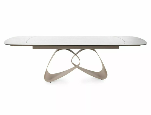 Стол Раскладной VALENTINO CERAMIC Signal 180(260)X98 Бежевый глянец/кашемир реальная фотография