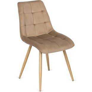Стул бархатный MEBEL ELITE RODRI Velvet Бежевый / Натуральный реальная фотография