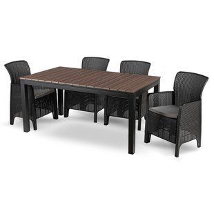 Комплект садових меблів MEBEL ELITE ARGOS 160-240 FRESNO 4 горіх/чорний