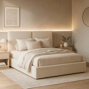 Ліжко двоспальне MEBEL ELITE MARSYLIA 180x200 см Кремовий Букле жива фотографія