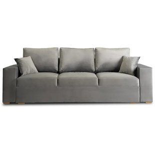 Диван 3-х місний оксамитовий MEBEL ELITE NICOLO Velvet 238 см Сірий