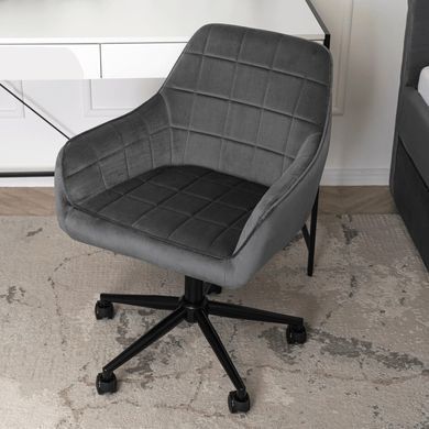 Стілець офісний поворотний оксамитовий MEBEL ELITE LUCY Velvet Сірий жива фотографія