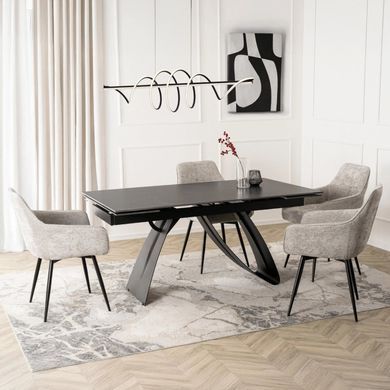 Стіл розкладний MEBEL ELITE DEVON 160(220)х90 см Чорний мармур/чорний жива фотографія