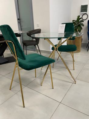 Стіл скляний AZALIA Signal 80x80 Прозорий / Золото жива фотографія