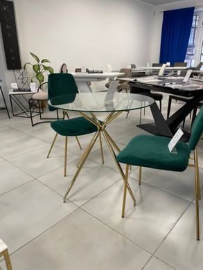 Стіл скляний AZALIA Signal 80x80 Прозорий / Золото жива фотографія