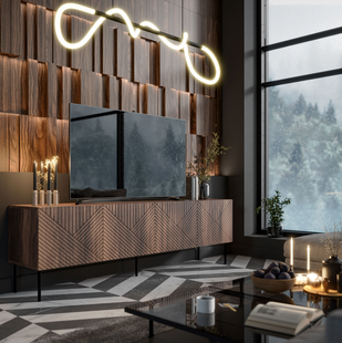 ТВ Тумба ART DECO 3D 190x40 Cama Вармінський Горіх жива фотографія