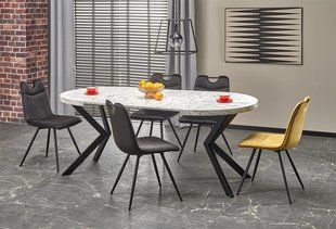 Стіл розкладний PERONI Halmar 160(250)х100 Білий Мармур / Чорний жива фотографія