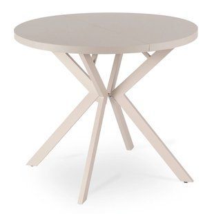 Стіл розкладний круглий MEBEL ELITE DORIAN 80(160)х80 см Кашемір/Кашемір жива фотографія