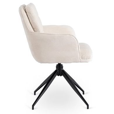 Комплект стіл MEBEL ELITE HAMPTON 160(240)х90 см, горіх/чорний та 4 кремових стільців AKITA жива фотографія
