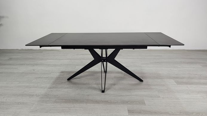 Стол раскладной VINCENT CERAMIC Intarsio 140(200)*90 графит мат/черный реальная фотография