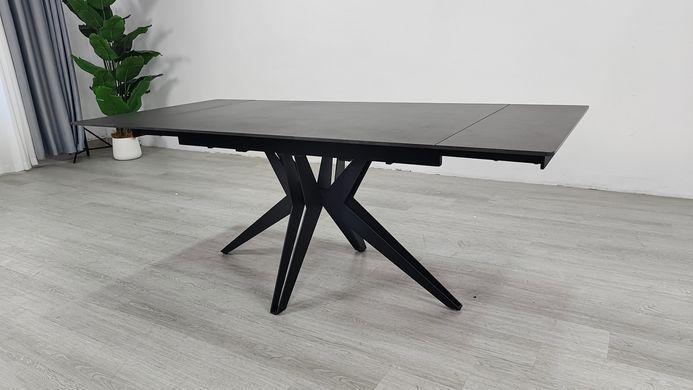 Стол раскладной VINCENT CERAMIC Intarsio 140(200)*90 графит мат/черный реальная фотография
