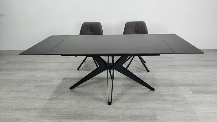 Стол раскладной VINCENT CERAMIC Intarsio 140(200)*90 графит мат/черный реальная фотография