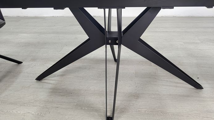 Стол раскладной VINCENT CERAMIC Intarsio 140(200)*90 графит мат/черный реальная фотография